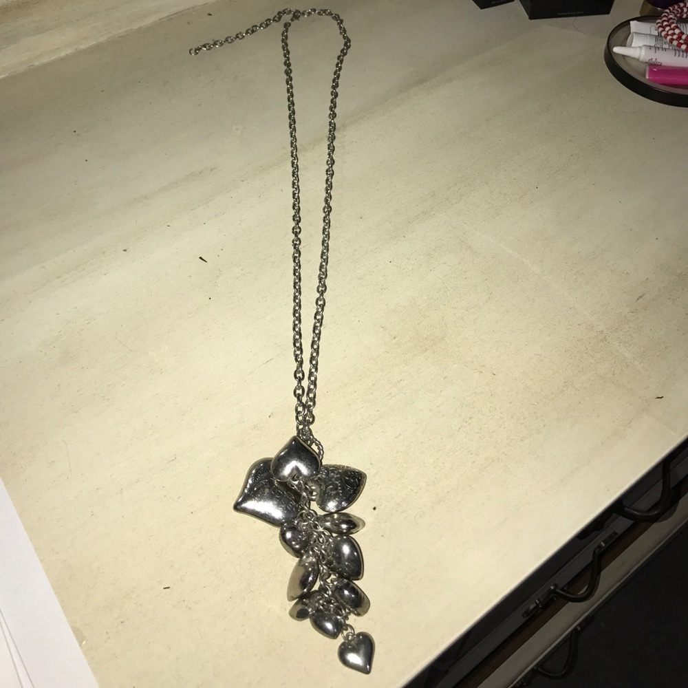 Long Silver Heart Necklace
