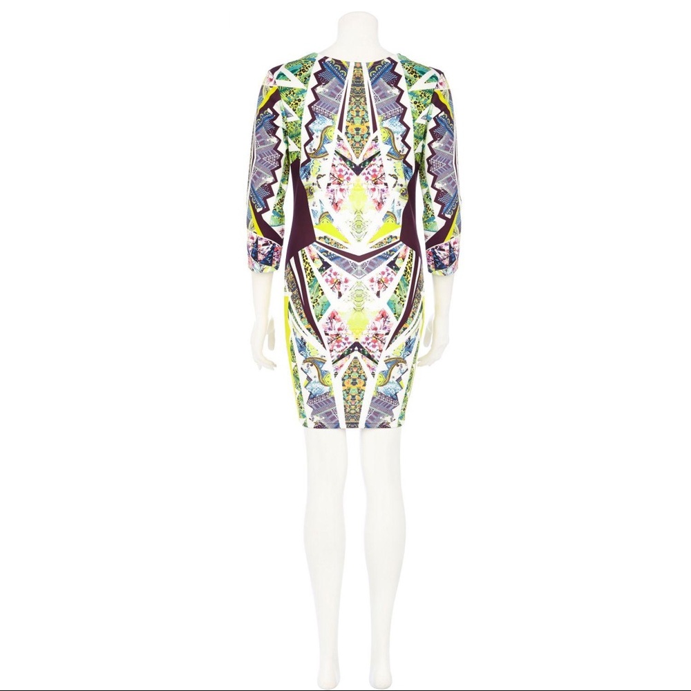 River Island Yellow Graphic Print Bodycon Dress