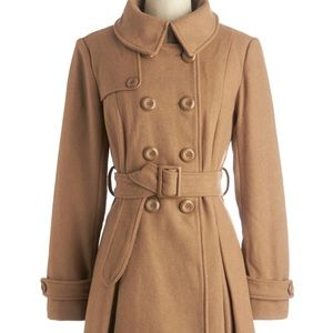 Wool Blend Camel Coat from Modcloth