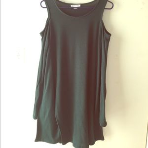Green Cold Shoulder Swing Dress