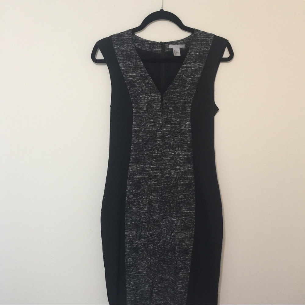 H&M Black and White Curve Fitting Dress