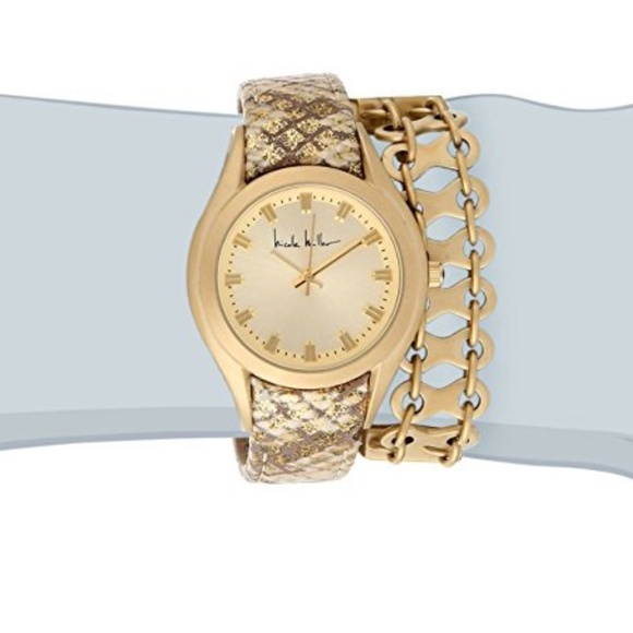 NWT Nicole Miller \'Whitney\' Gold Double Wrap Watch