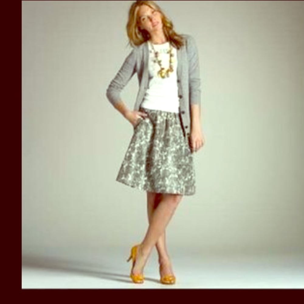 J.Crew silk grey a line skirt