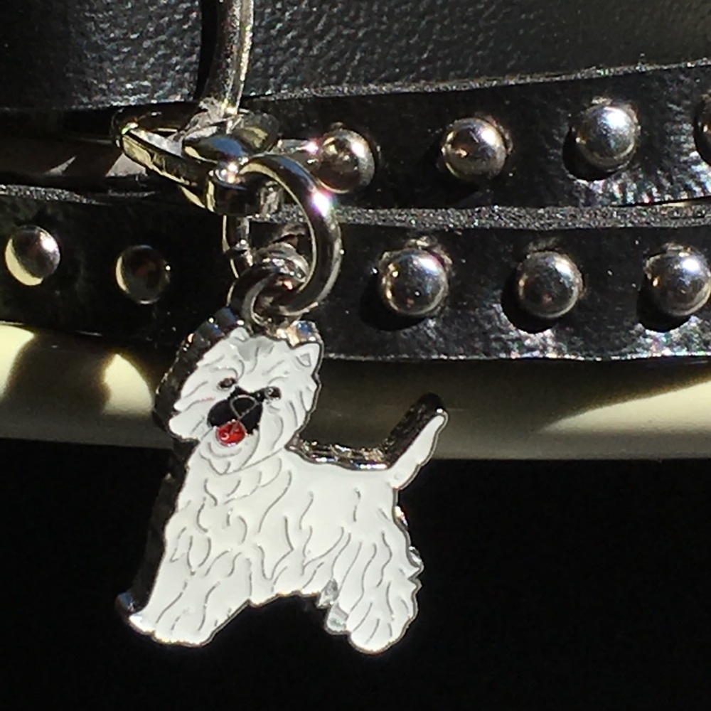 Westie enamel clip - leather bracelet or necklace