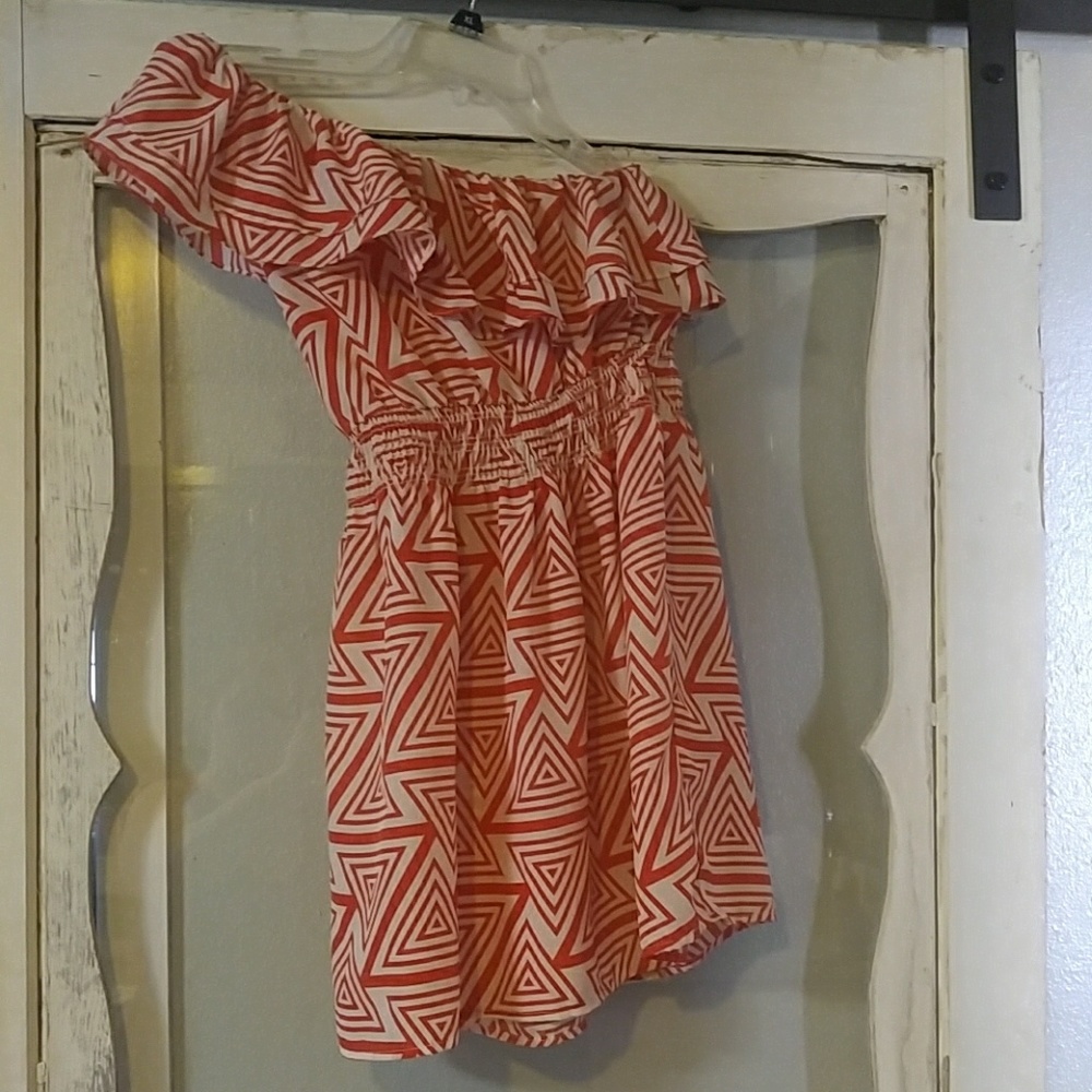 One shoulder Coral pattern dress