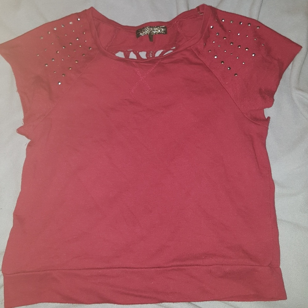 Burgundy short sleeve sweatshirt