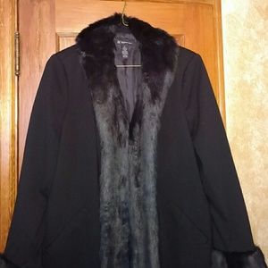 INC Faux Fur Dress Coat