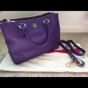 Tory Burch Robinson Double Zip Tote in Purple