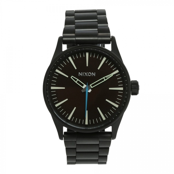 New NIXON ALL BLACK SENTRY 38 SS WATCH