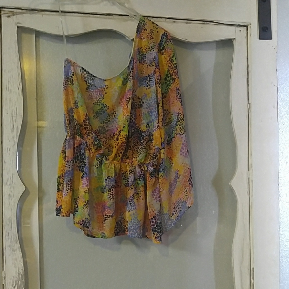 Multi color One Shoulder sheer top