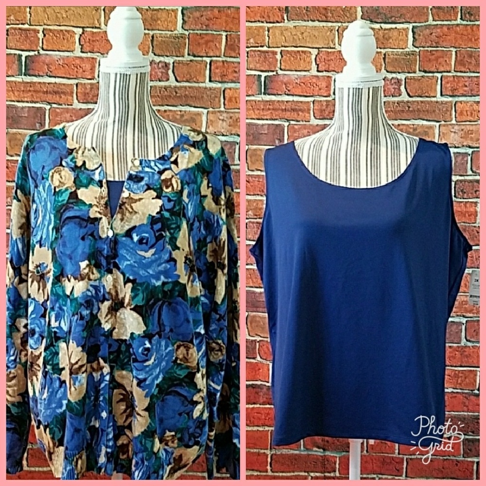 Liz Claiborne NY floral  sweater &matching tank