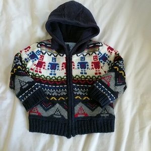 Robot fair isle zip up sweater/ jacket