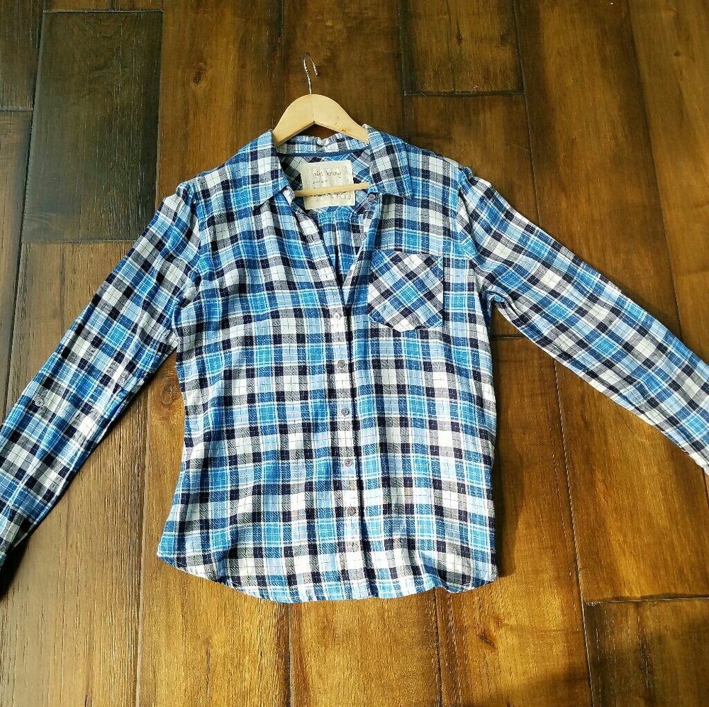 Girl Krazy Blue Plaid shirt size Large junior