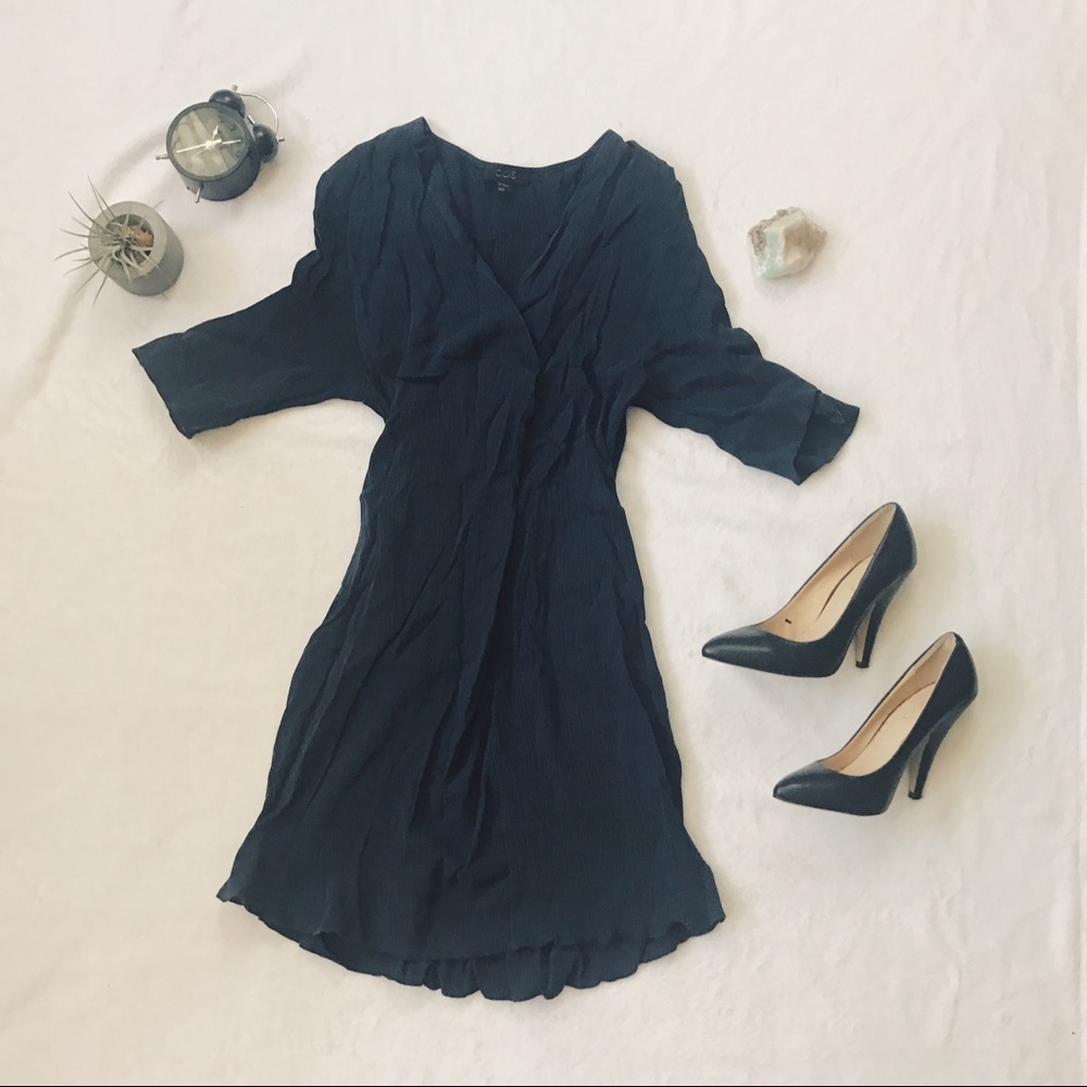 COS crinkly navy dress | SMALL
