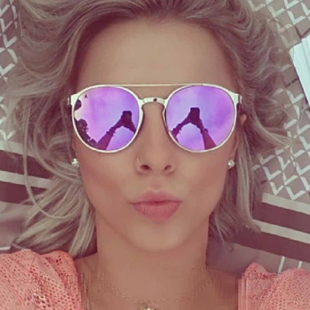 Ari- Round Purple Mirrored Sunglasses - Picture 1 of 2