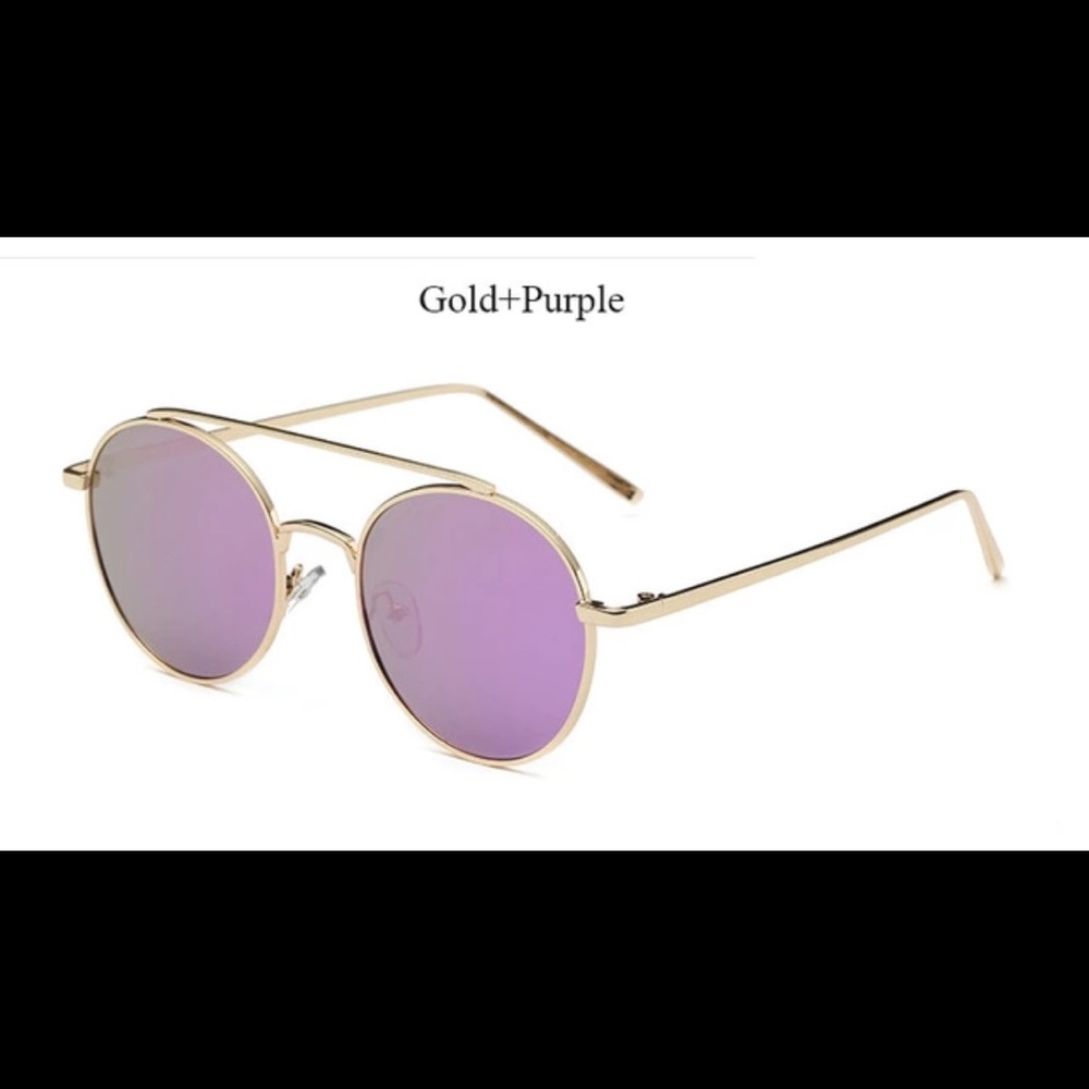 Ari- Round Purple Mirrored Sunglasses - Picture 2 of 2