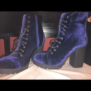 Blue Velvet Booties