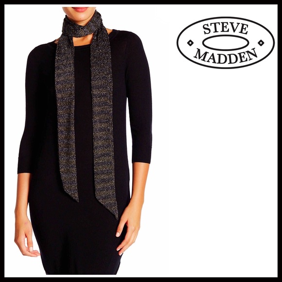 STEVE MADDEN LONG EMBELLISHED METALLIC SCARF - Picture 5 of 5