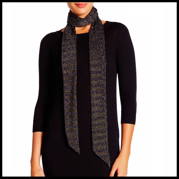 STEVE MADDEN LONG EMBELLISHED METALLIC SCARF - Picture 2 of 5