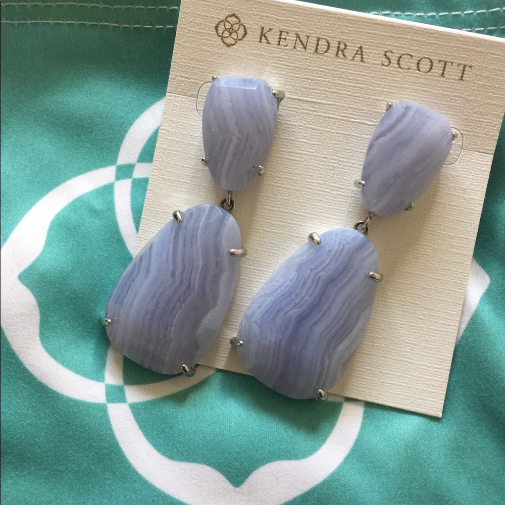 LAST CALL: KS Blue Lace Agate Katie Earrings - Picture 1 of 3