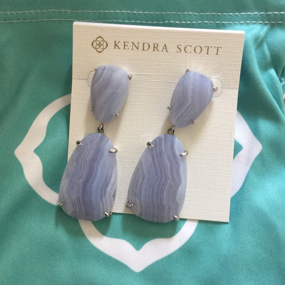 LAST CALL: KS Blue Lace Agate Katie Earrings - Picture 3 of 3