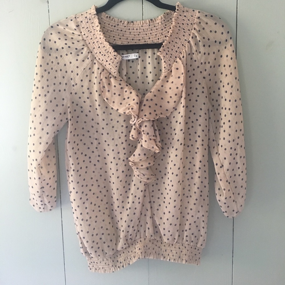 Old Navy blouse w ruffle detail and bunched waist