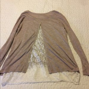 Lace back knit long sleeve