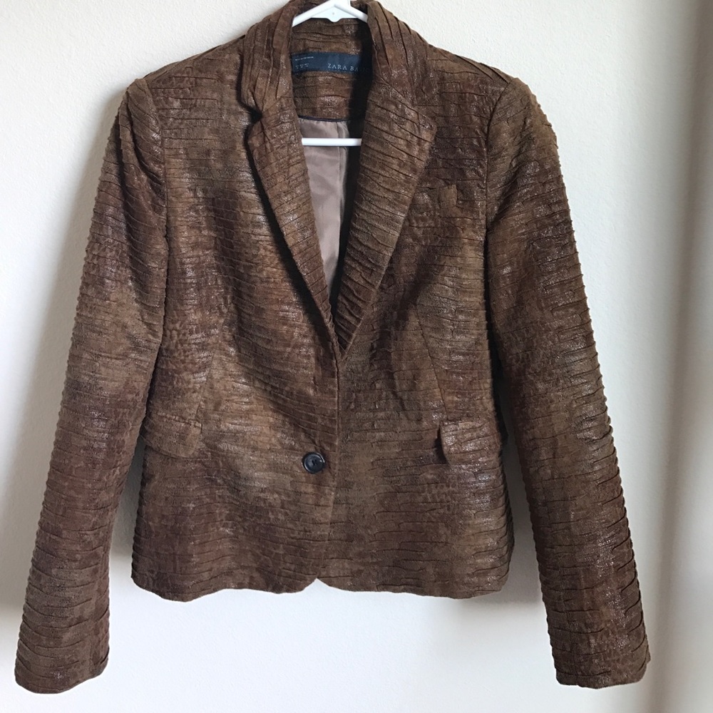 Zara Brown Textured Blazer