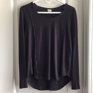 Linen rounded hem grey long sleeve T