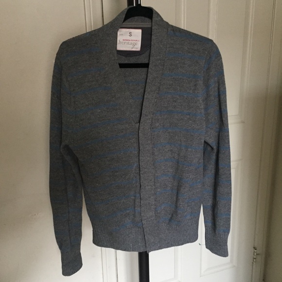 Banana Republic Men’s Heritage Gray/Blue Cardigan Small Vintage - Picture 2 of 8