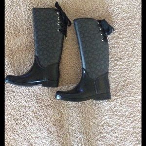 Black Coach Signature Lined Rain boots