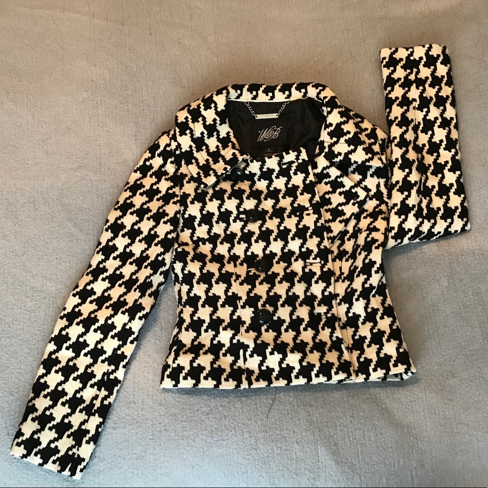 Black and White Coat, Sz 2 W&B Wool Peacoat