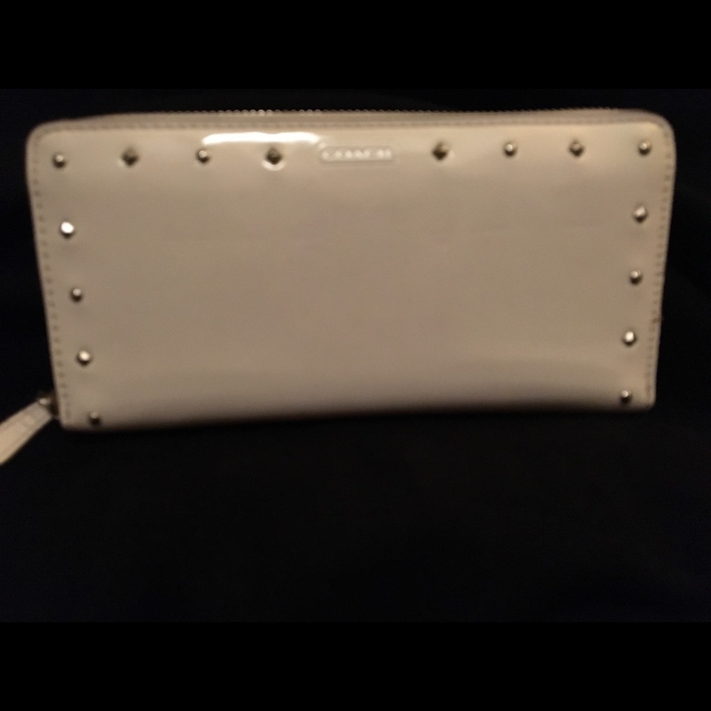 Coach white patent leather wallet