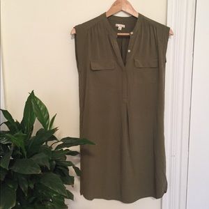Military/Olive Green Sleeveless Gap Shirtdress XS