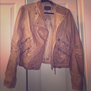 Blu Pepper tan leather jacket- Size M