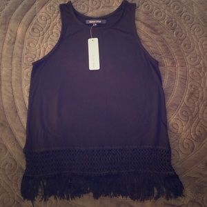 Black Fringe Top