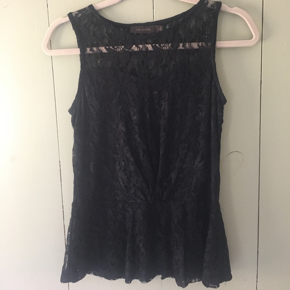 TheLimited sexy black lace peplum sleeveless top💋