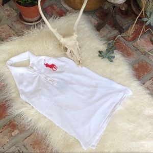 White Halter Back Polo