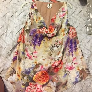 Haute Hippie floral scoopneck top
