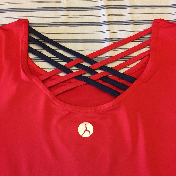 NWT Red & Blue Athletic Activewear Top By Yoshion - Picture 4 of 5