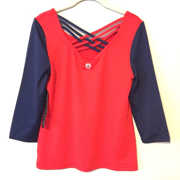 NWT Red & Blue Athletic Activewear Top By Yoshion - Picture 2 of 5