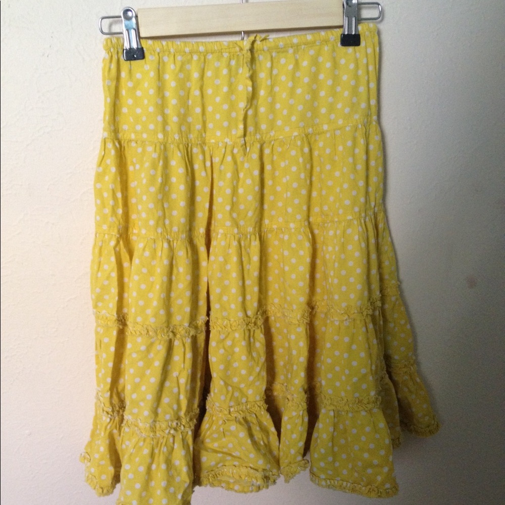Long yellow white pok a dot skirt