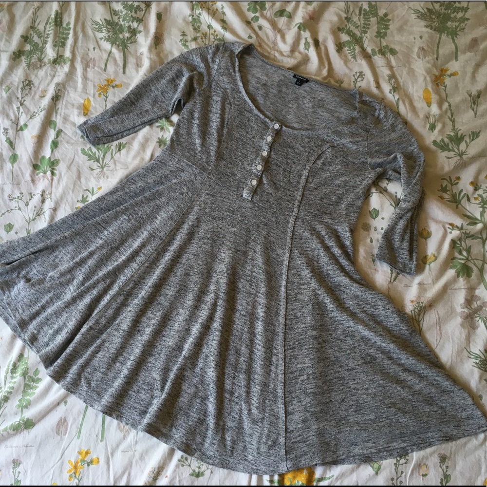 plus heather grey 3/4 sleeve skater dress