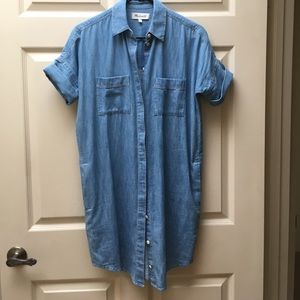 Madewell chambray denim button front dress