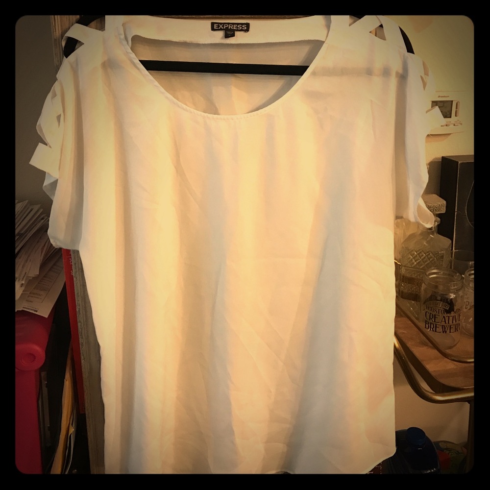 Women's Express sheer white blouse L