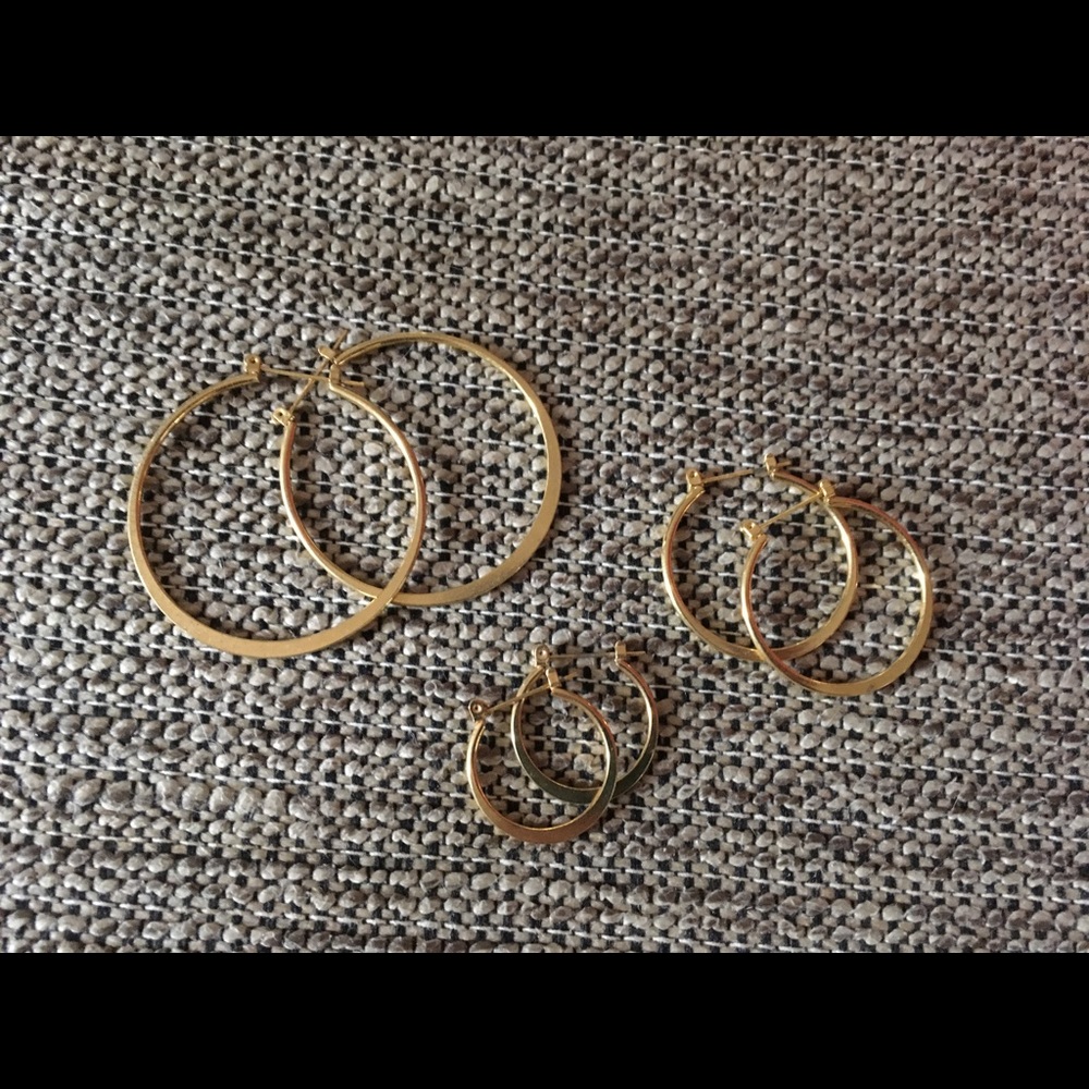 Set of three fake gold hoop earrings!