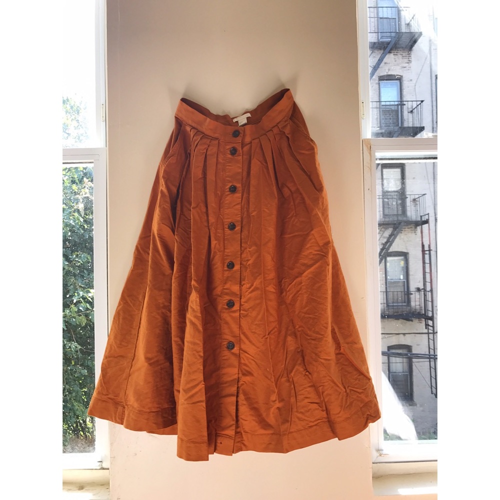 Yellow/Orange Button Down Midi Skirt