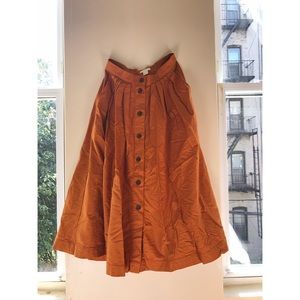 Yellow/Orange Button Down Midi Skirt