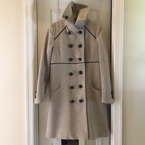 Soia & Kyo wool coat taupe gray funnel neck