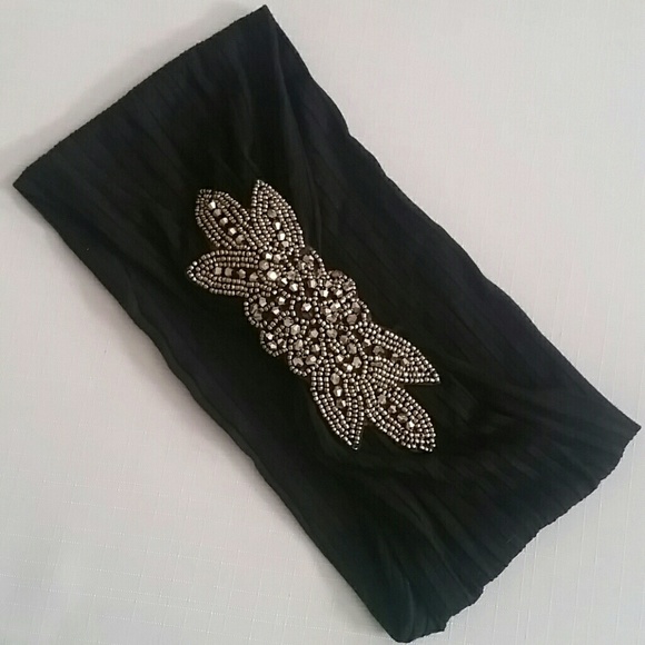 Embroidered & Beaded Stretch Turban Headband main image 7